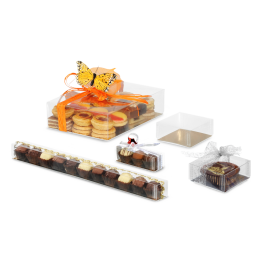 Klarsichtverpackung mit Goldeinlage 68×68×30 mm
